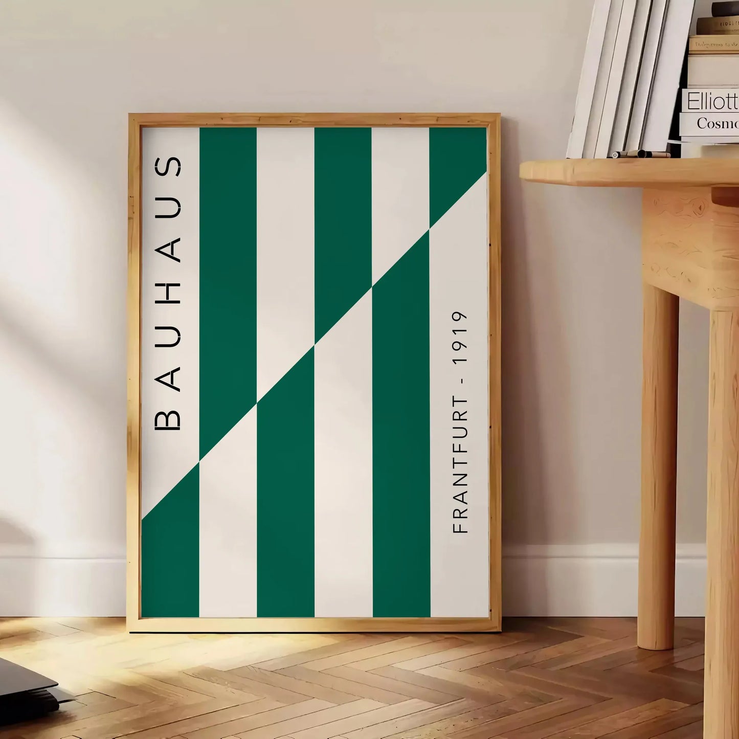 space Bauhaus Exhibition Poster abstract designs gray green tones distinct wall art unique gift lovers sizes A4 cm A0 modern interior