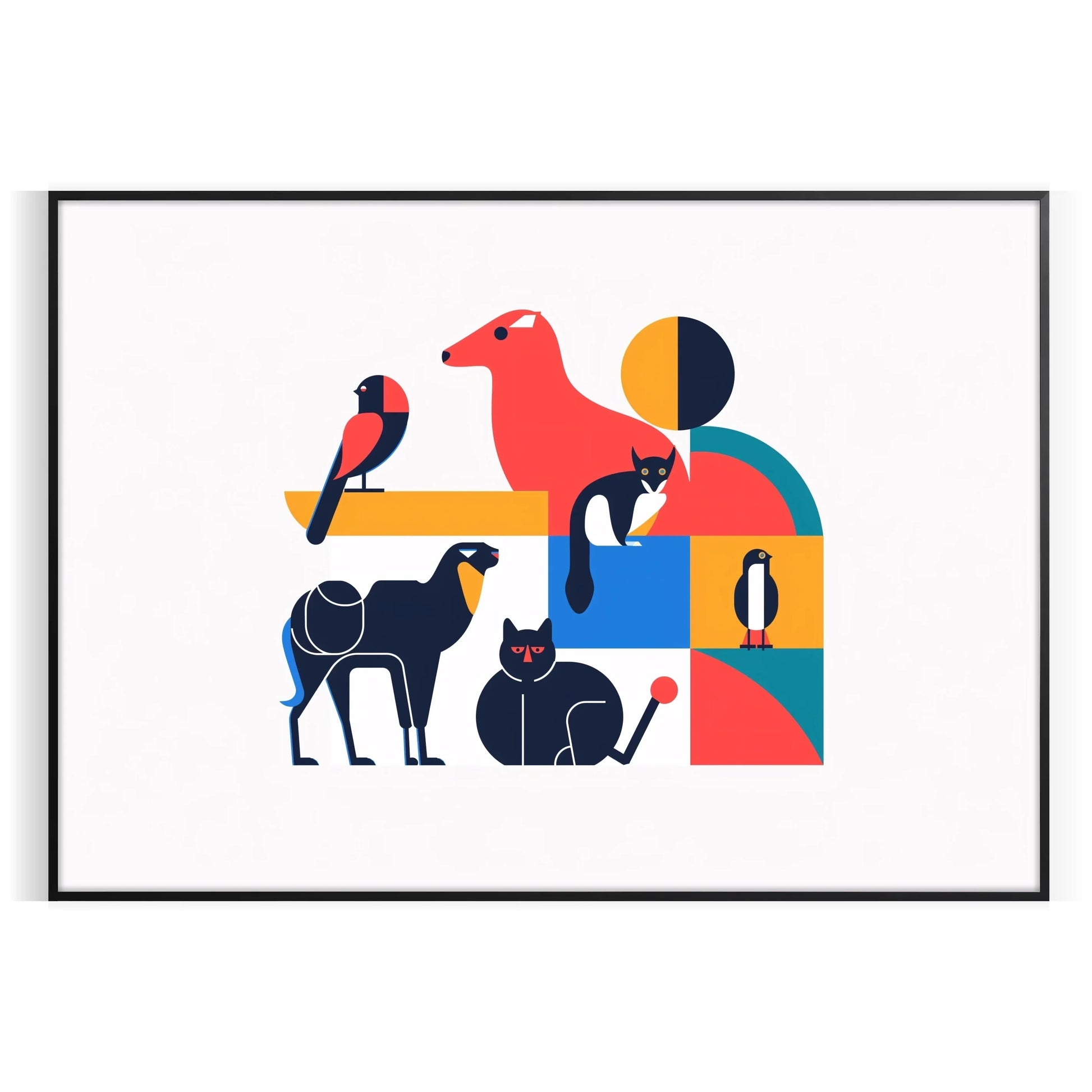 space geometric minimal art poster vibrant orange blue hues perfect wall gift room artwork ideal style unframed prints walls volumes