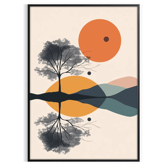 captivating simplicity geometric minimal art stunning green orange poster space artwork thoughtful gift lovers modern touch class home office decor