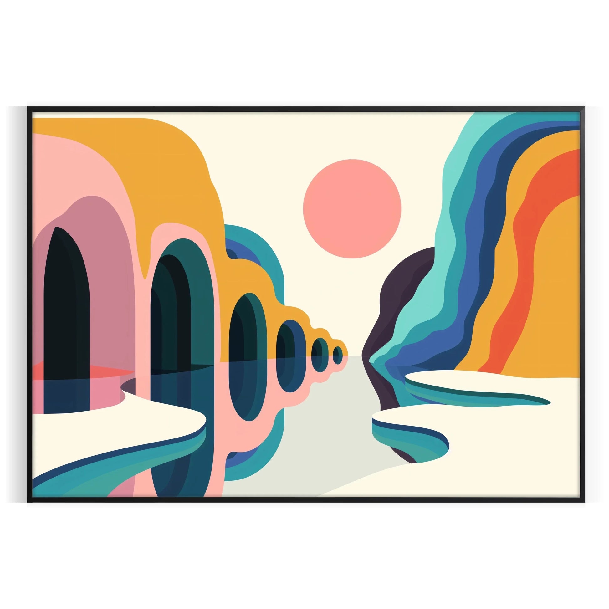 elegance geometric minimal art vibrant orange blue poster modern interiors captivating wall ideal gift range sizes perfect fit space A4 cm A0