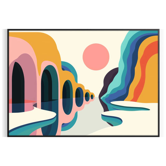 elegance geometric minimal art vibrant orange blue poster modern interiors captivating wall ideal gift range sizes perfect fit space A4 cm A0