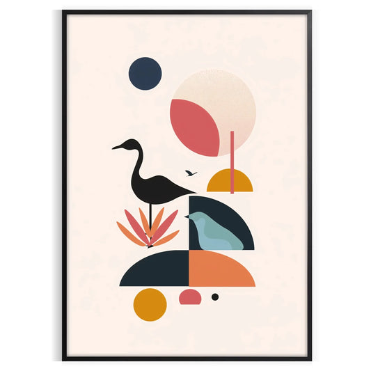 space captivating geometric minimal art poster black orange hues wall thoughtful gift stylish print available popular dimensions A4 cm A0 room bold modern design