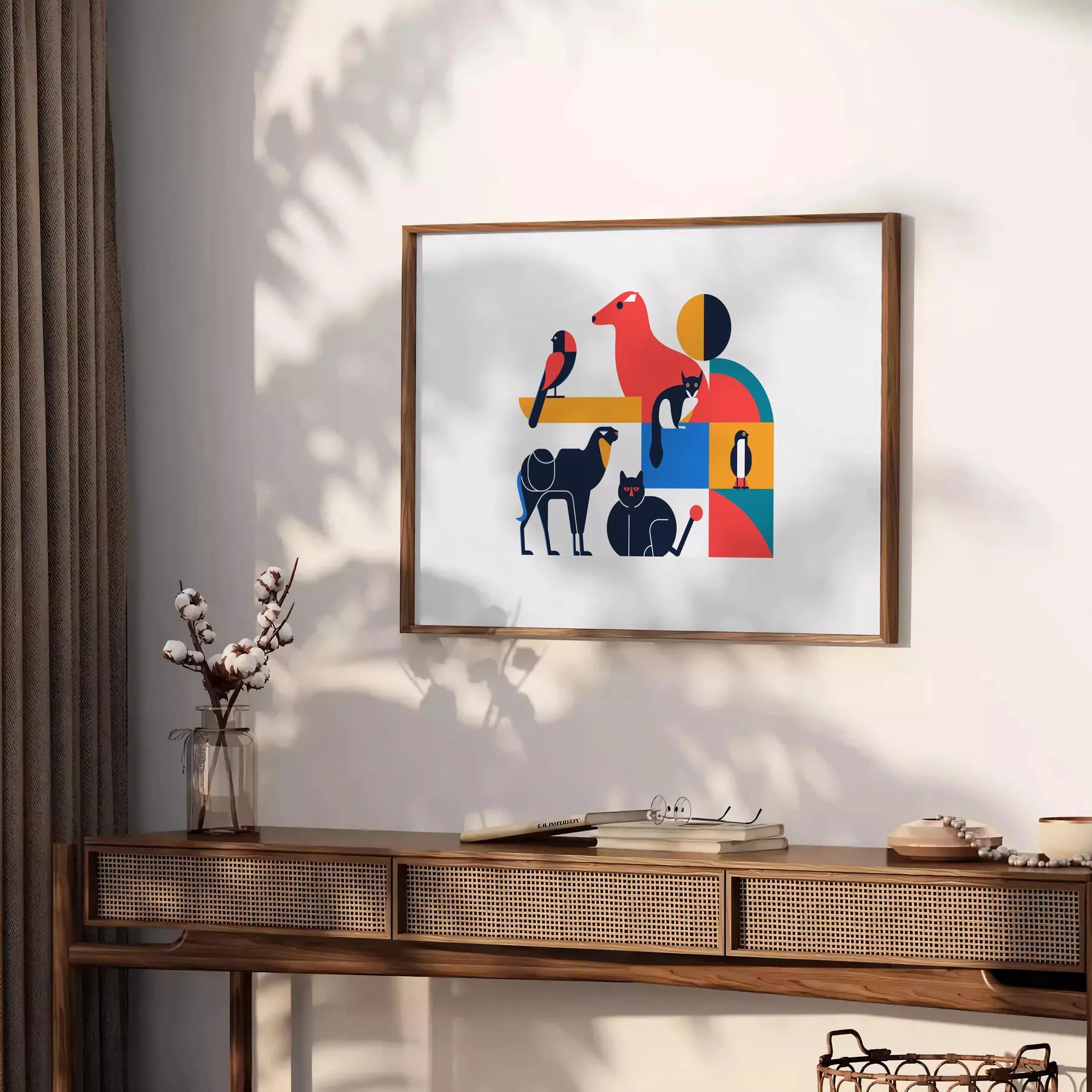 space geometric minimal art poster vibrant orange blue hues perfect wall gift room artwork ideal style unframed prints walls volumes