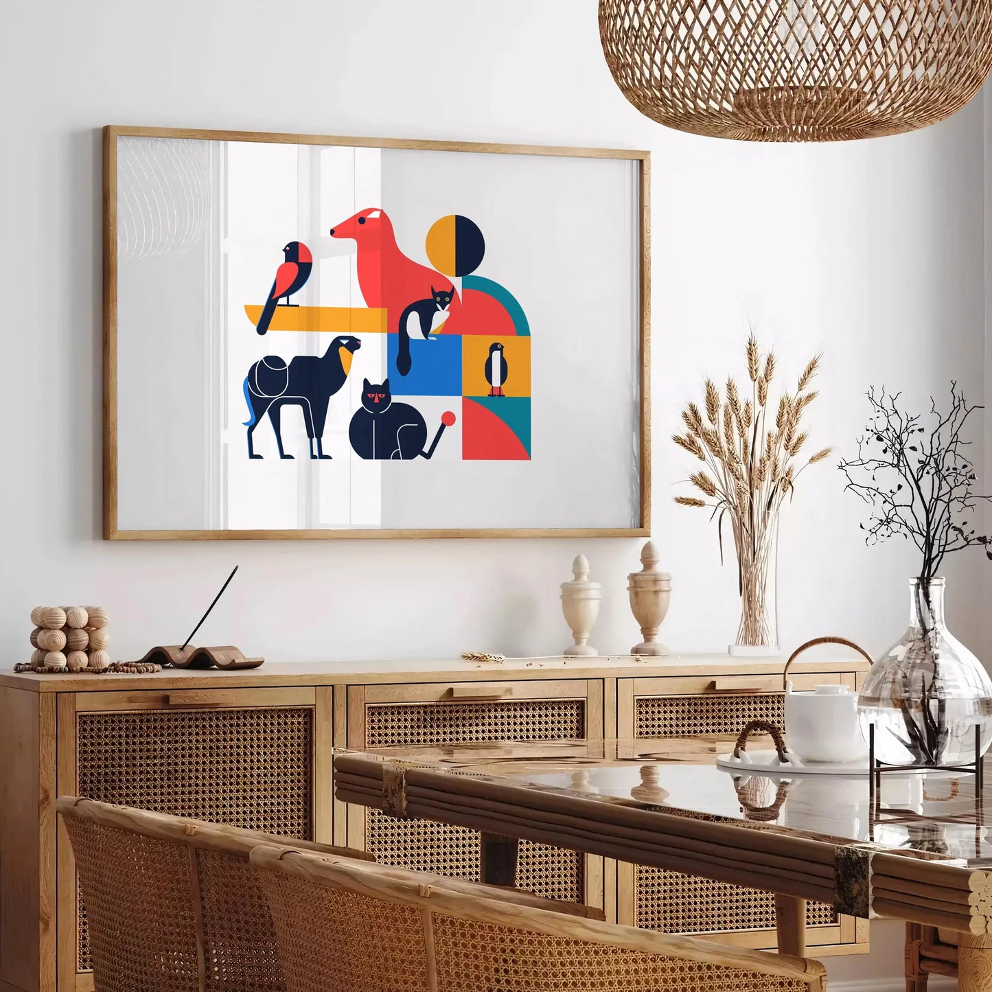 space geometric minimal art poster vibrant orange blue hues perfect wall gift room artwork ideal style unframed prints walls volumes