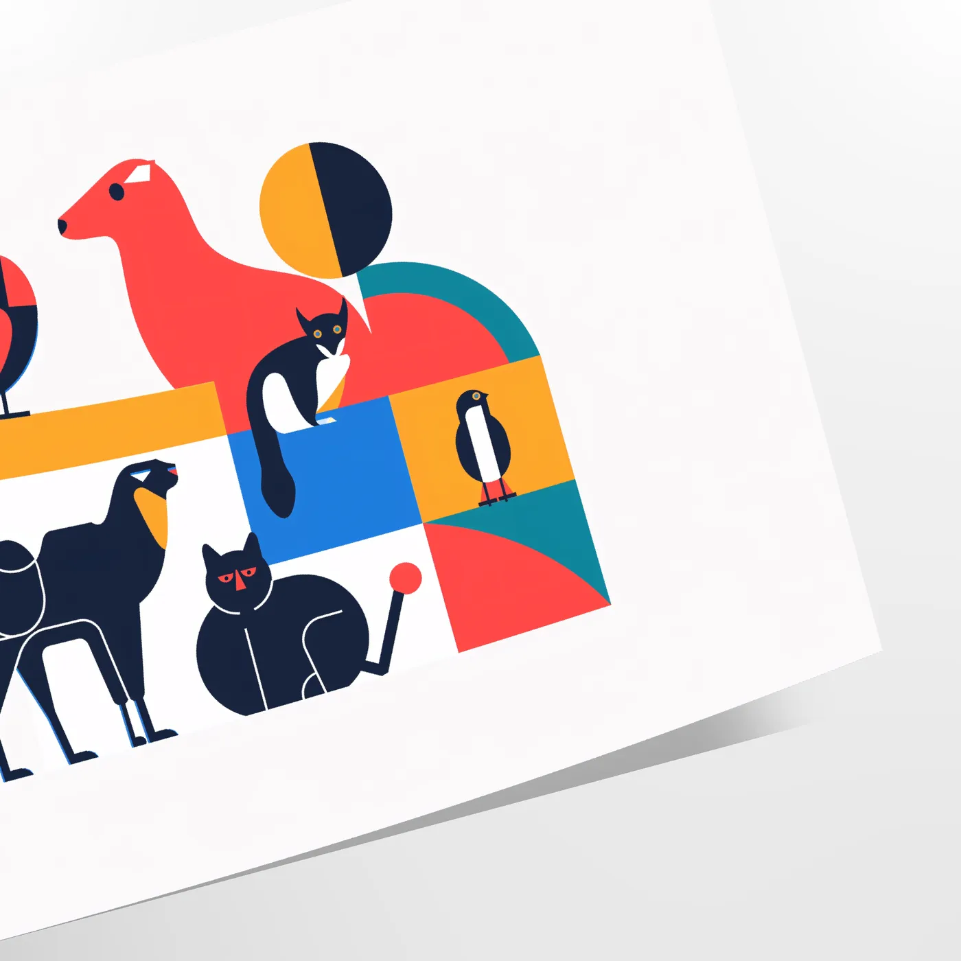 space geometric minimal art poster vibrant orange blue hues perfect wall gift room artwork ideal style unframed prints walls volumes