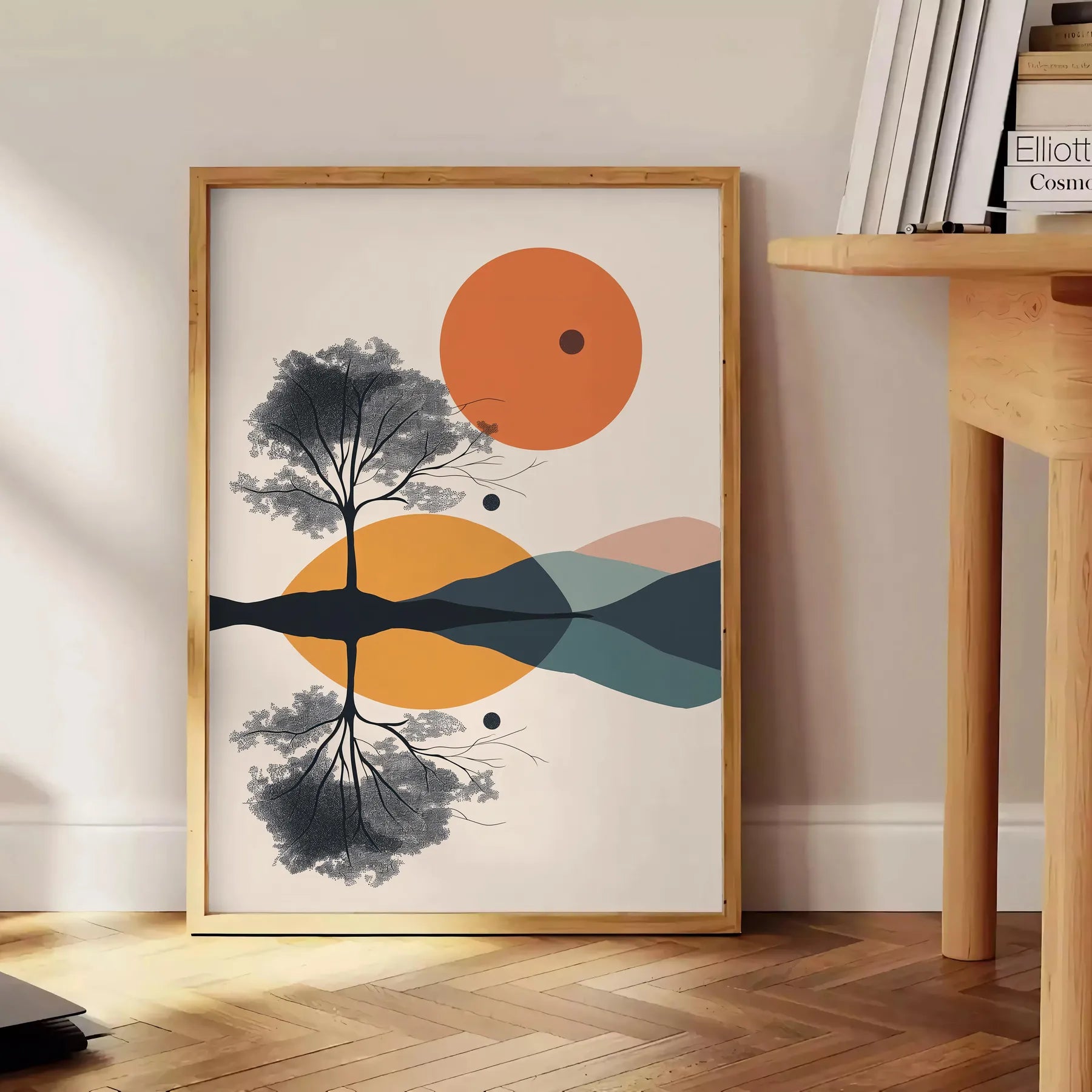 captivating simplicity geometric minimal art stunning green orange poster space artwork thoughtful gift lovers modern touch class home office decor