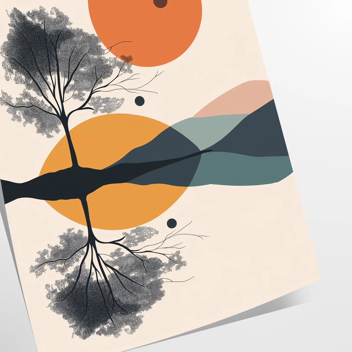 captivating simplicity geometric minimal art stunning green orange poster space artwork thoughtful gift lovers modern touch class home office decor