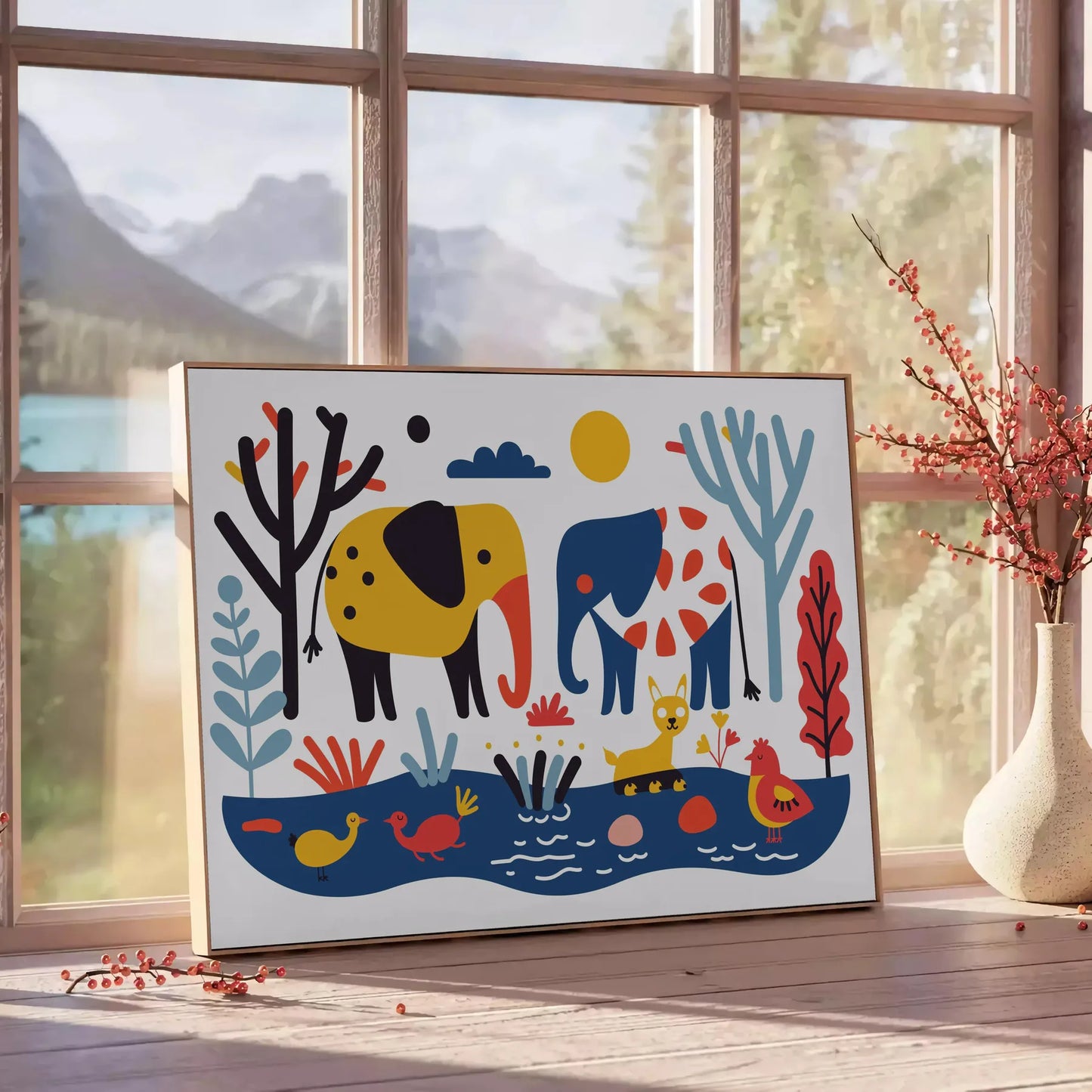 space Geometric Minimal Art 15 poster bold green blue hues striking piece wall ideal gift sophisticated addition home office décor standalone print