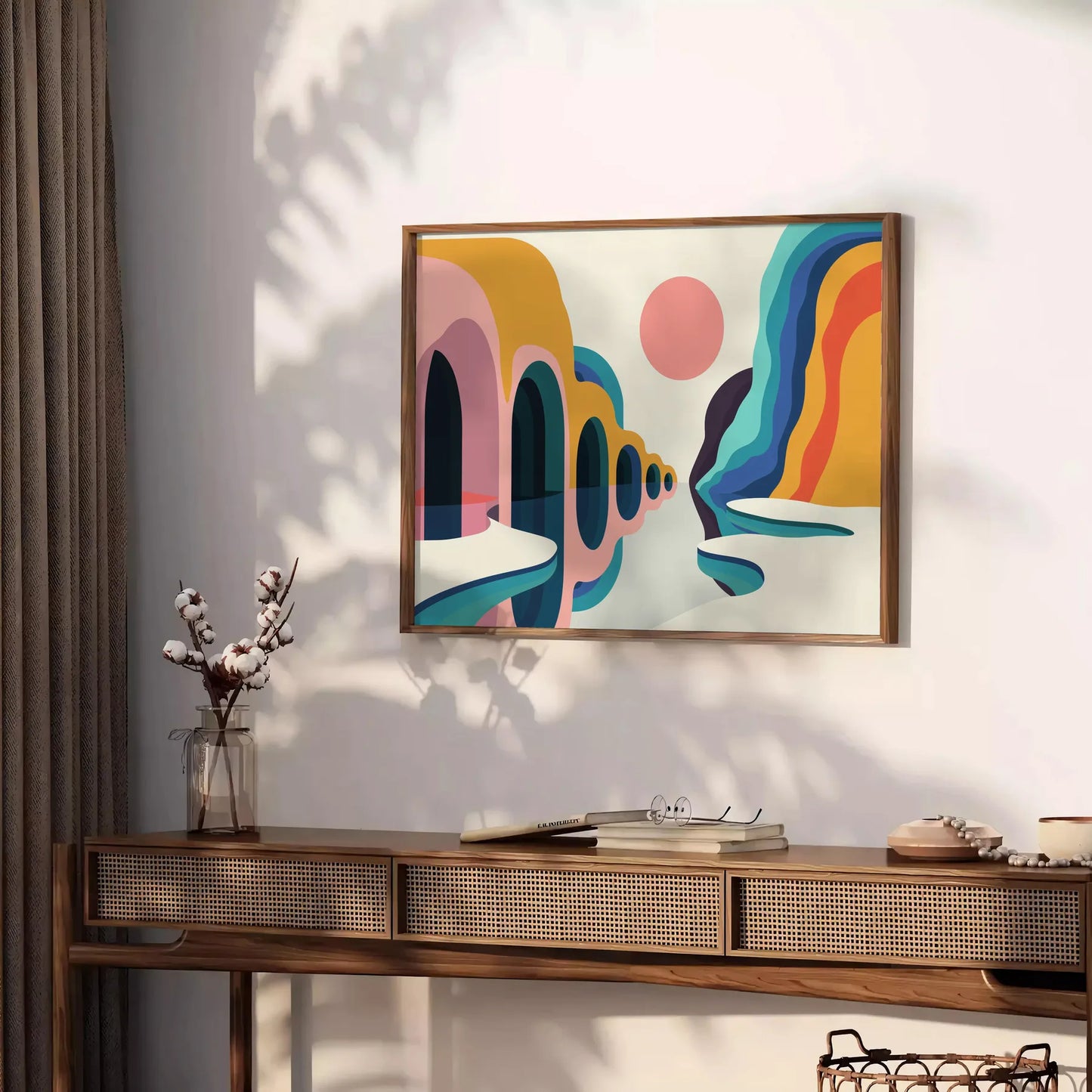 elegance geometric minimal art vibrant orange blue poster modern interiors captivating wall ideal gift range sizes perfect fit space A4 cm A0