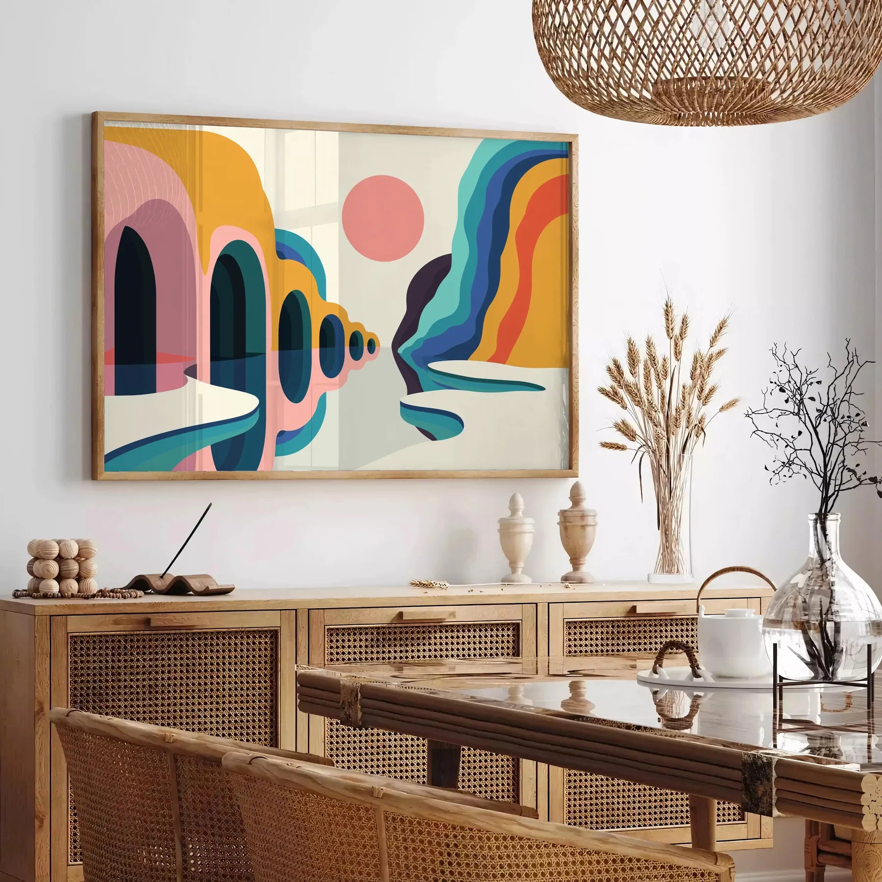 elegance geometric minimal art vibrant orange blue poster modern interiors captivating wall ideal gift range sizes perfect fit space A4 cm A0