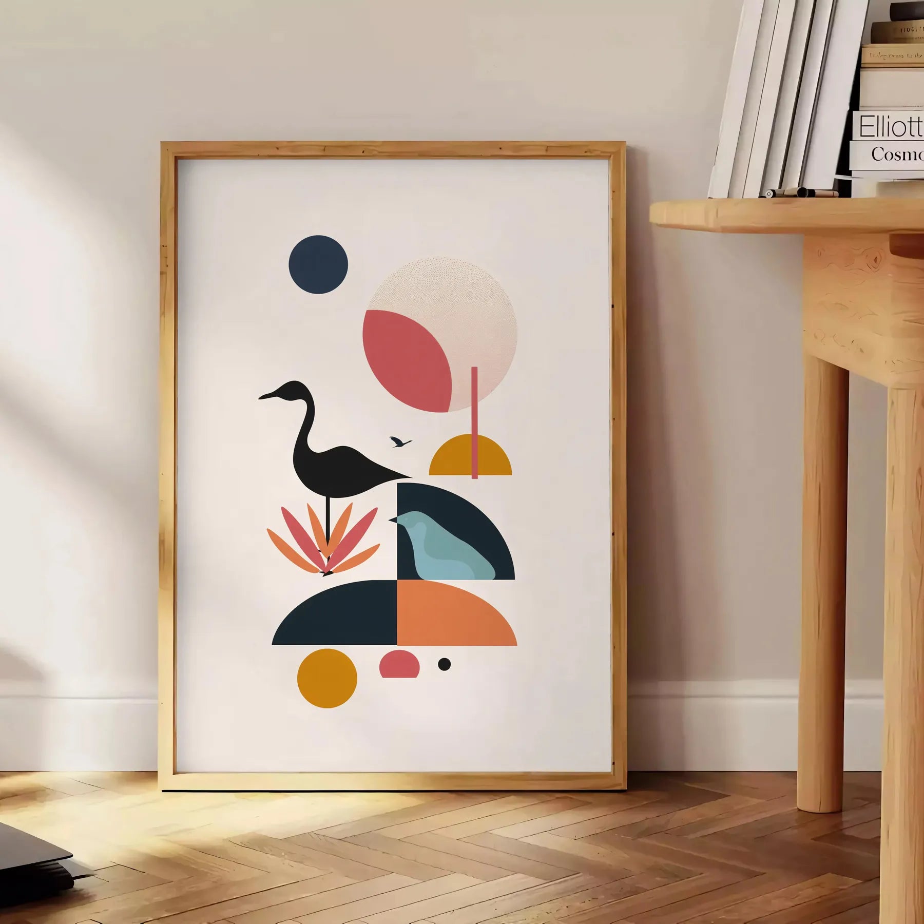 space captivating geometric minimal art poster black orange hues wall thoughtful gift stylish print available popular dimensions A4 cm A0 room bold modern design