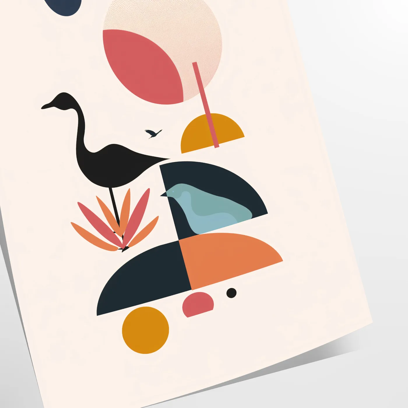 space captivating geometric minimal art poster black orange hues wall thoughtful gift stylish print available popular dimensions A4 cm A0 room bold modern design