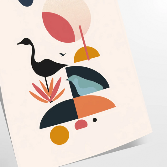 space captivating geometric minimal art poster black orange hues wall thoughtful gift stylish print available popular dimensions A4 cm A0 room bold modern design