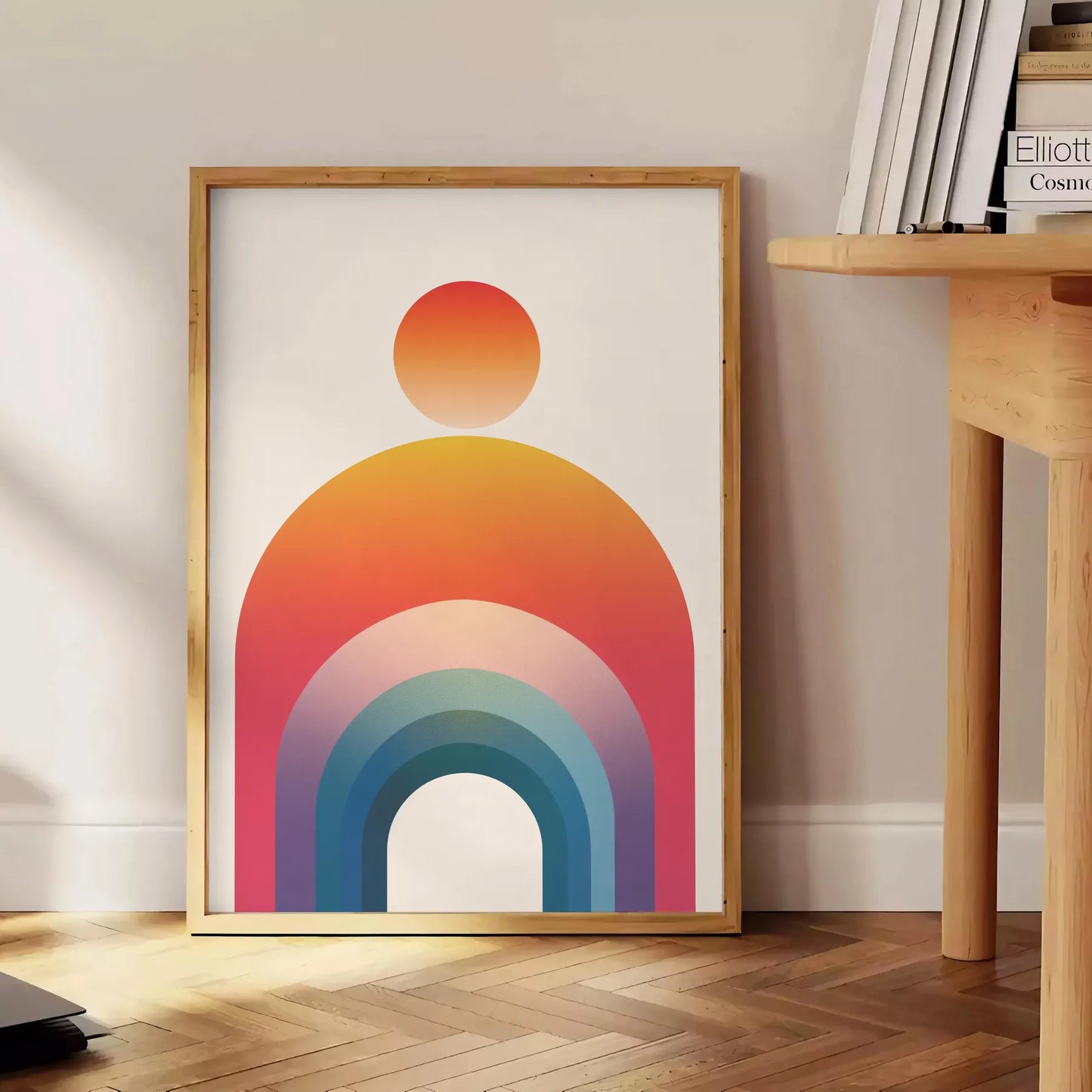 space geometric minimal art poster sleek gray vibrant orange tones wall unique gift print modern touch decor sizes A4 cm A0