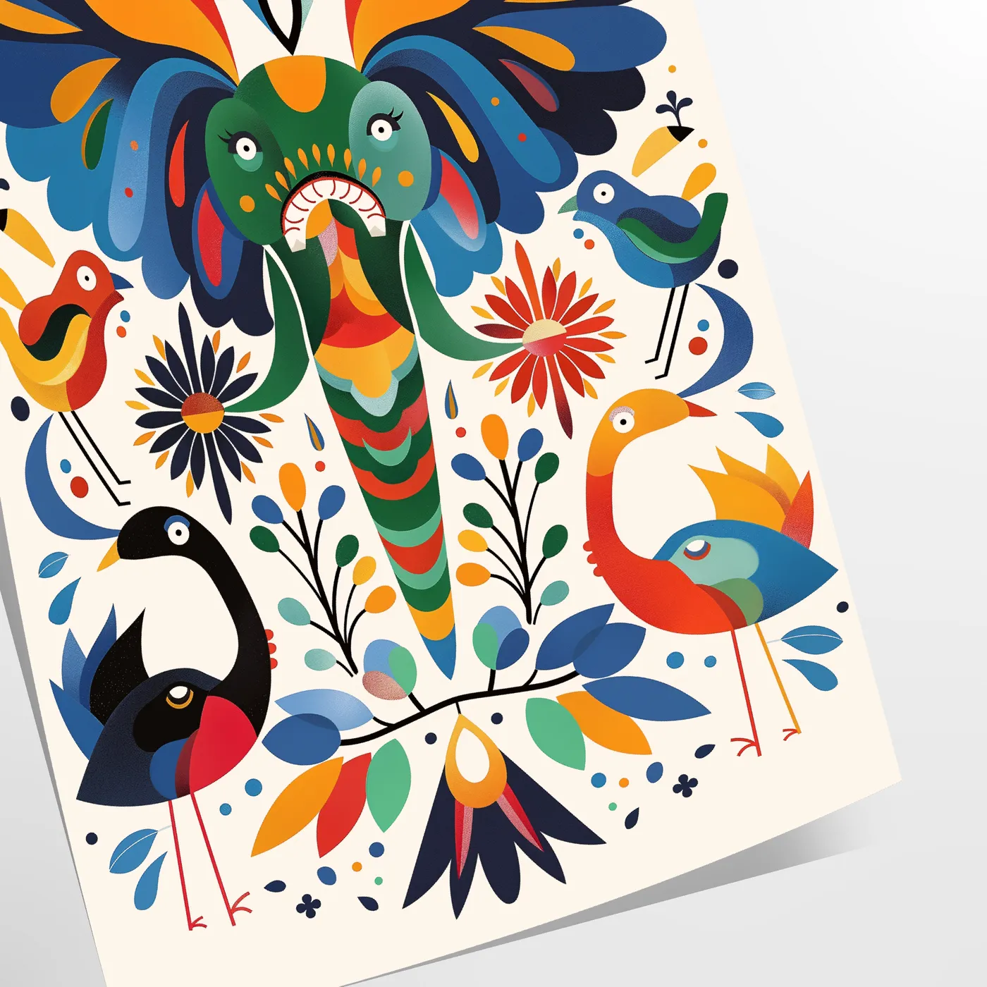 space geometric minimal art poster vibrant orange blue hues unique wall thoughtful gift sizes A4 cm A0 decor stunning artwork today